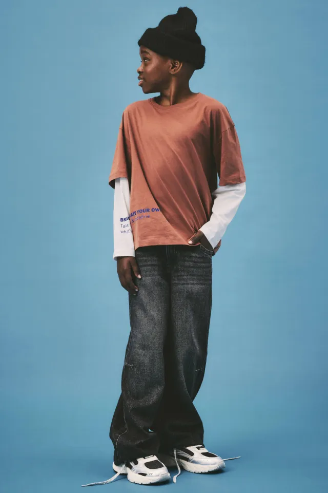 NAME IT KIDS longsleeve met tekst roodbruin, foto 2