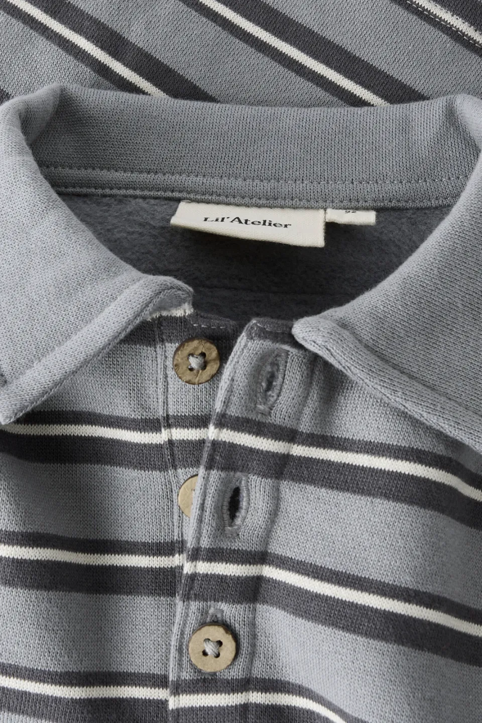 Lil' Atelier MINI gestreepte polo - grijsblauw/donkergrijs, foto 4