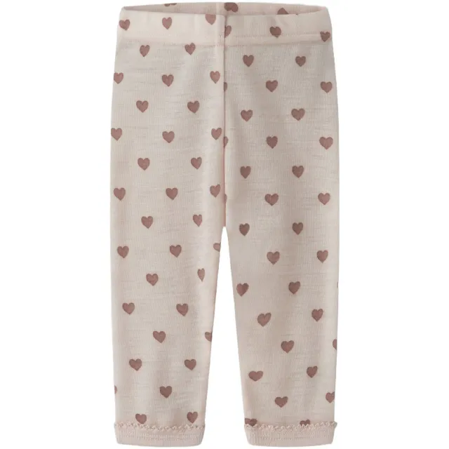 Lil' Atelier wollen legging met hartjesprint beige, foto 2