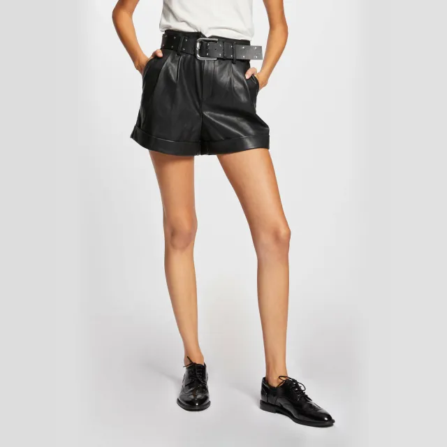 Morgan Shinga imitatieleren korte broek zwart, foto 4