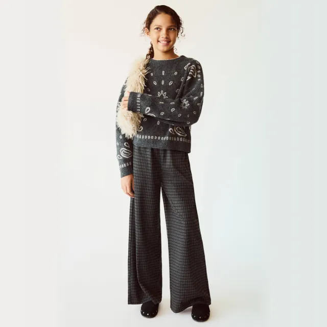 Mango Kids geruite joggingbroek - antraciet