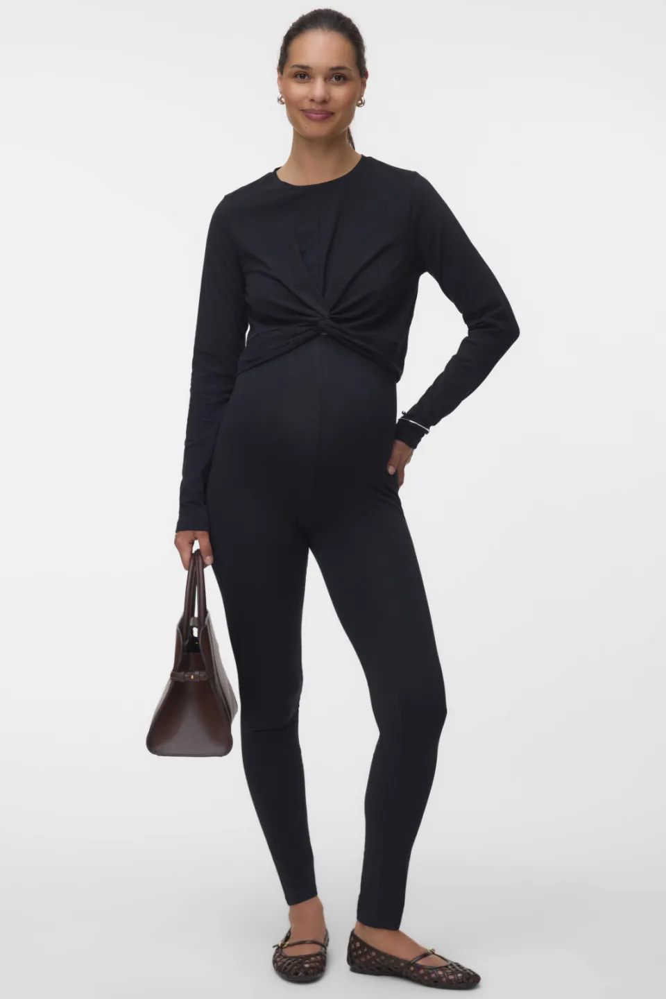 Mamalicious regular waist zwangerschapslegging bruin Bruin/zwart