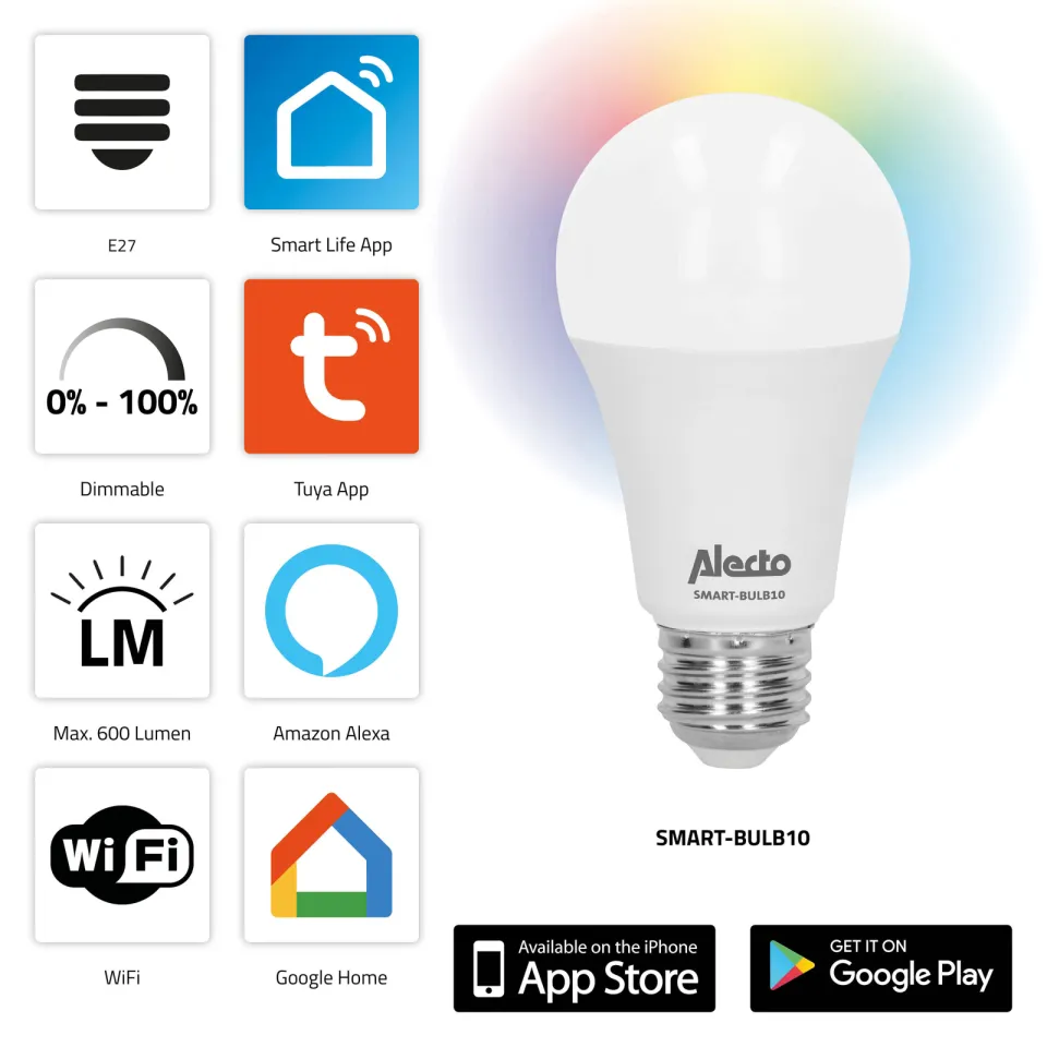 Alecto SMART-BULB10 smart wifi LED-lamp, foto 3