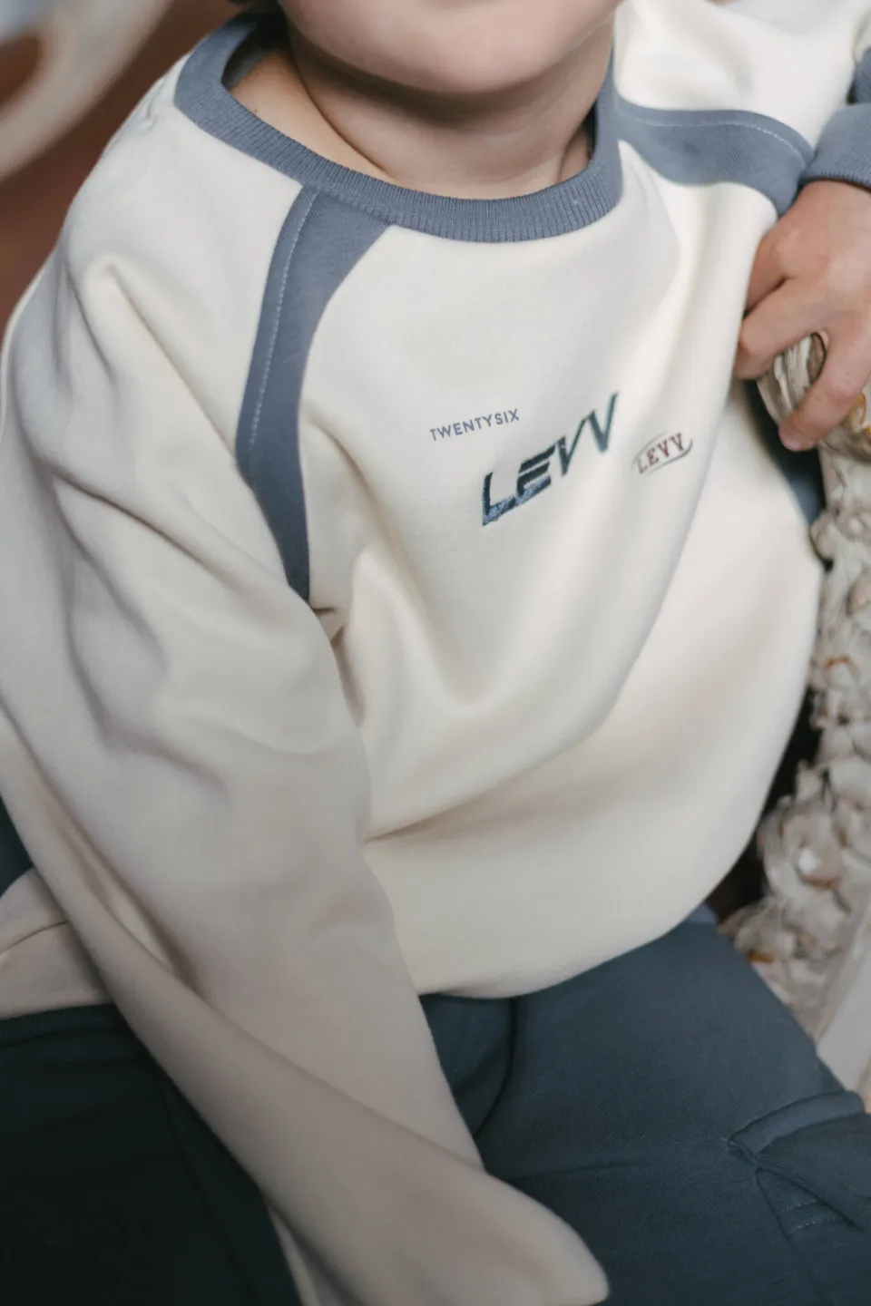 LEVV sweater met tekst - ecru, foto 3