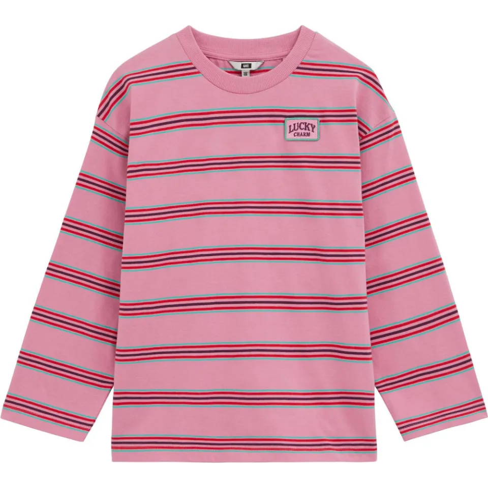 WE Fashion gestreepte longsleeve roze/rood, foto 2
