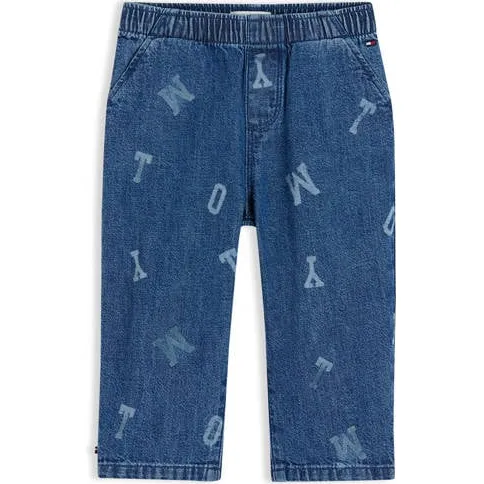 Tommy Hilfiger wide leg jeans met print - mediumblauw Jongens Denim All over print Medium blue denim