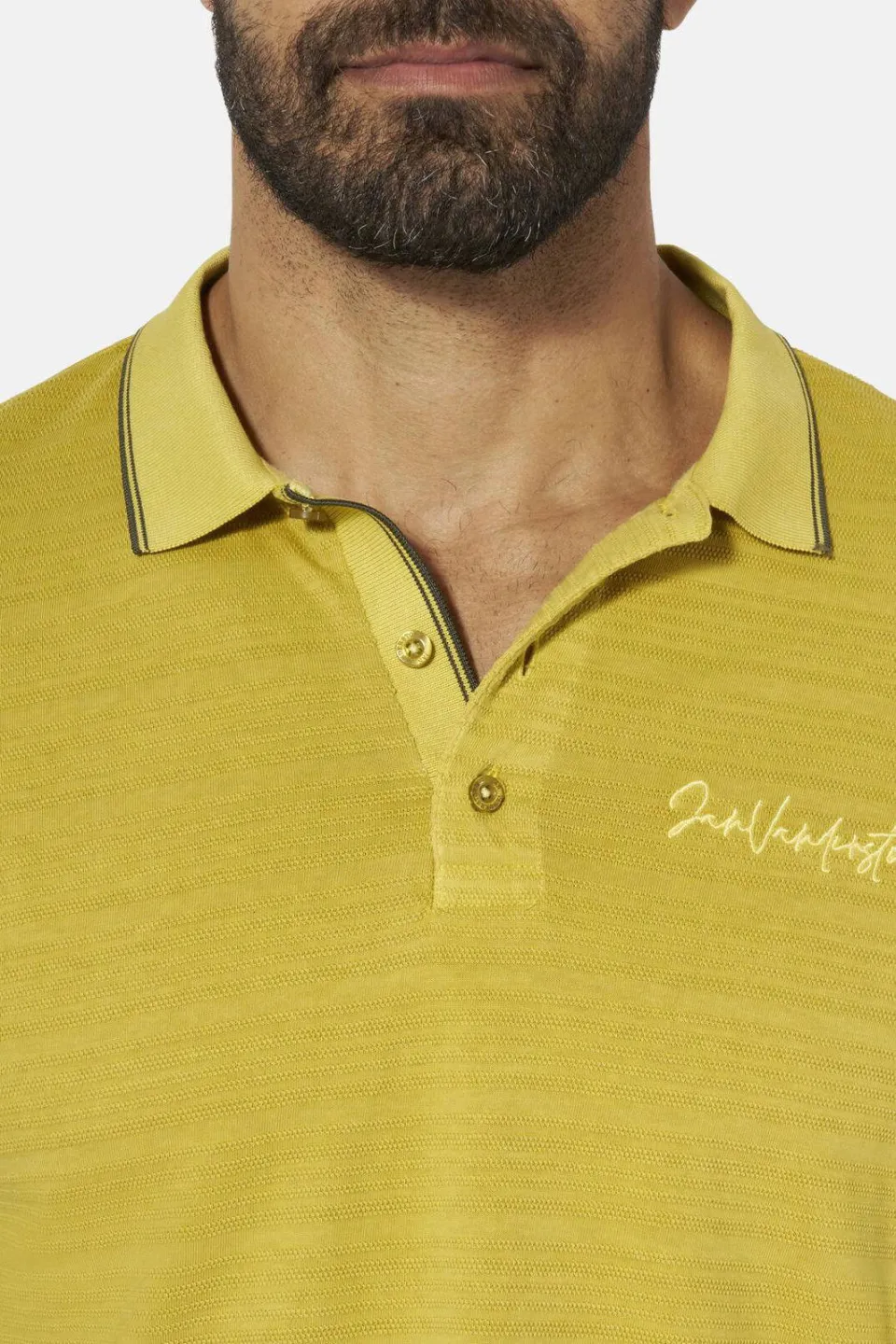 Jan Vanderstorm +FIT Collectie regular gestreepte polo WERNHARD olijfgroen, foto 4