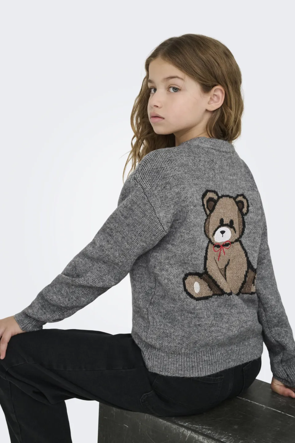 KIDS ONLY GIRL trui met backprint grijs melange gebreid, foto 5