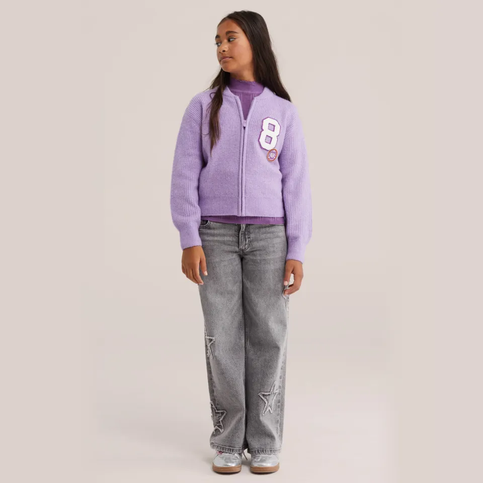 WE Fashion longsleeve met opstaande kraag paars
