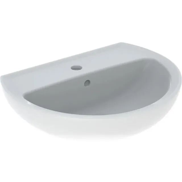 Geberit Wastafel Geberit Bastia 55x42 cm Rond met Kraangat met Overloop Glans Wit