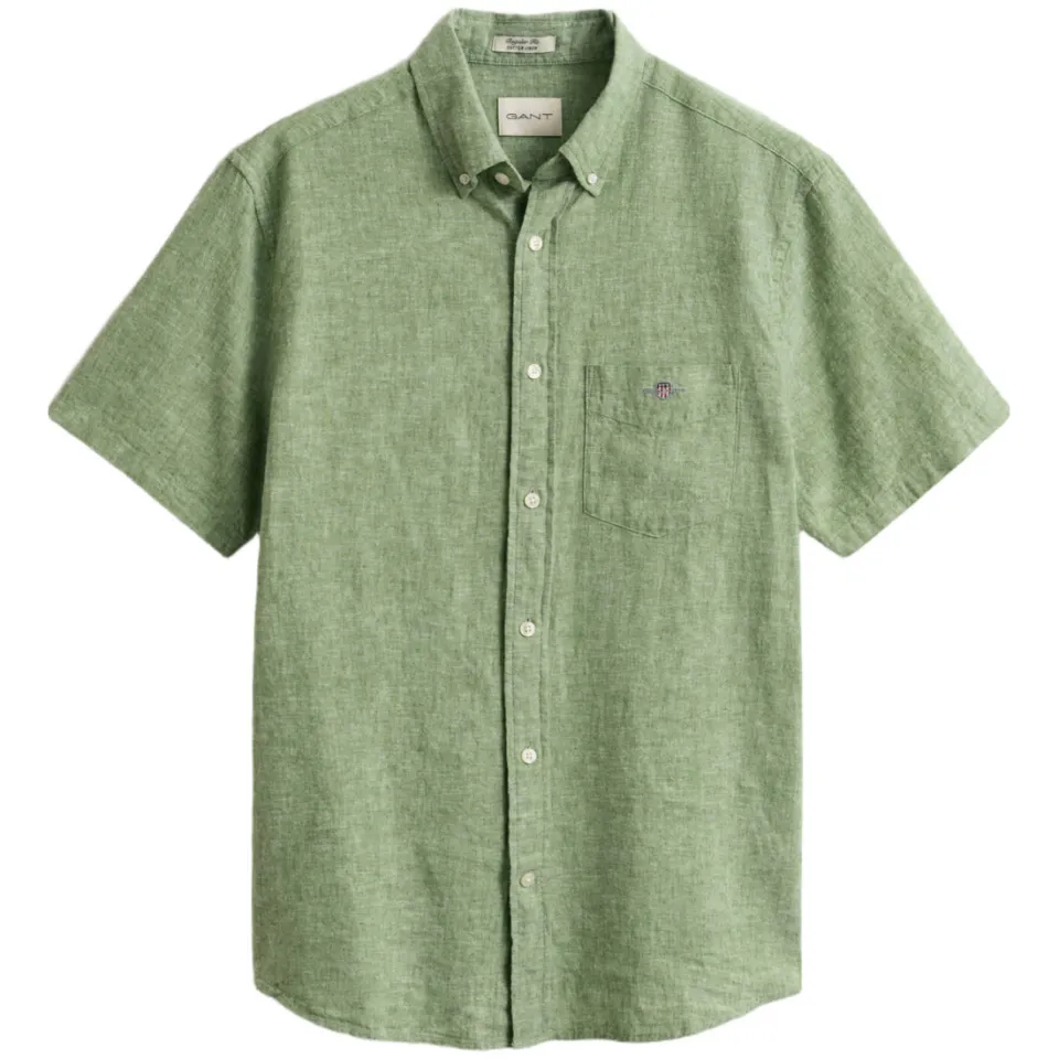 Gant regular casual overhemd met linnen groen, foto 2