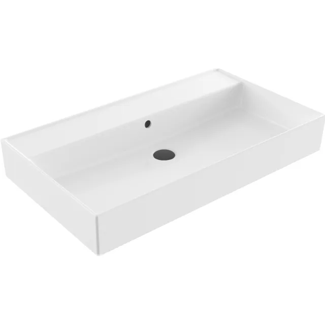 Sanilux Wastafel Sanilux Edge Keramiek 80 0 Kraangaten Glans Wit