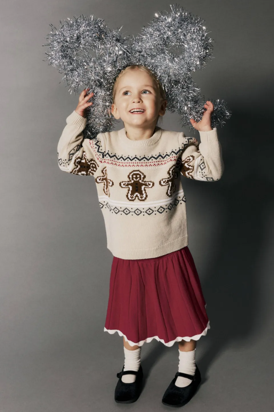 NAME IT MINI jacquard kersttrui met print - beige, foto 4