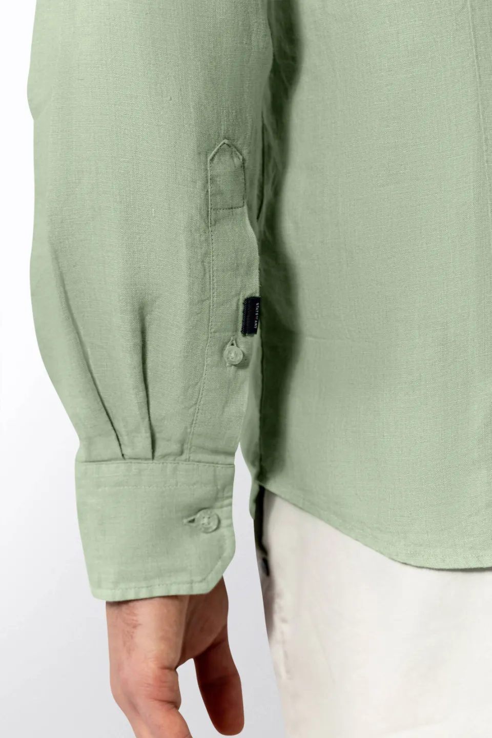 State Of Art regular casual overhemd met linnen groen, foto 6