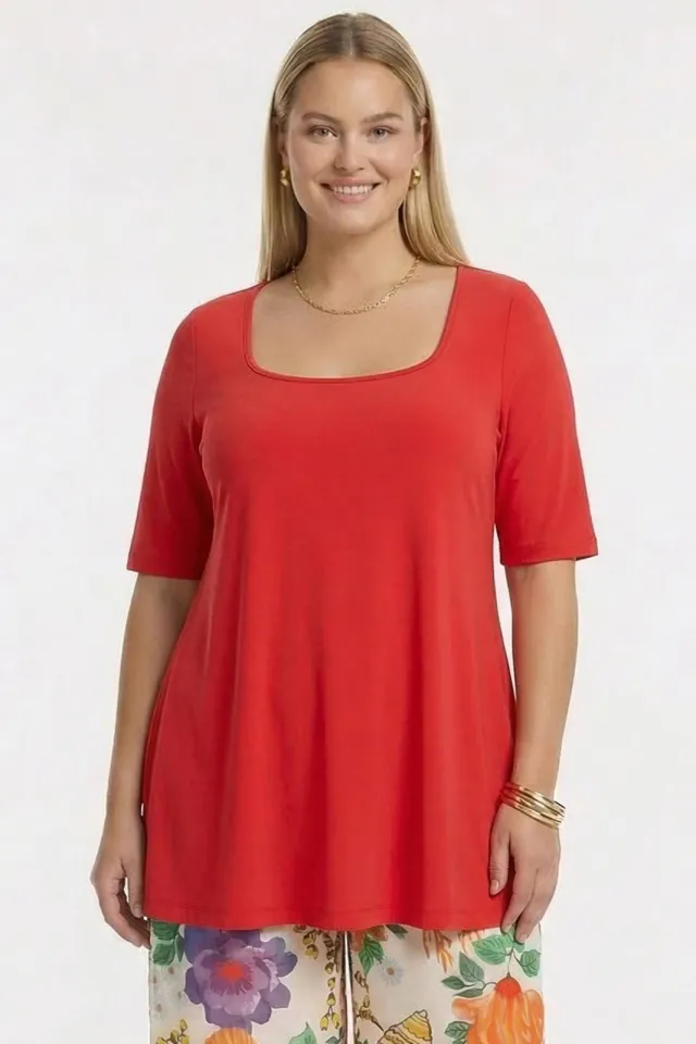 Yoek Top flared rood Light Red
