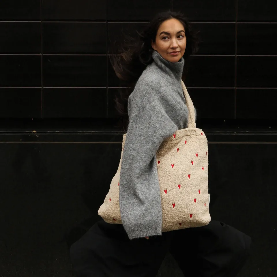 Studio Noos Teddy Hearts Mom Bag luiertas ecru, foto 5