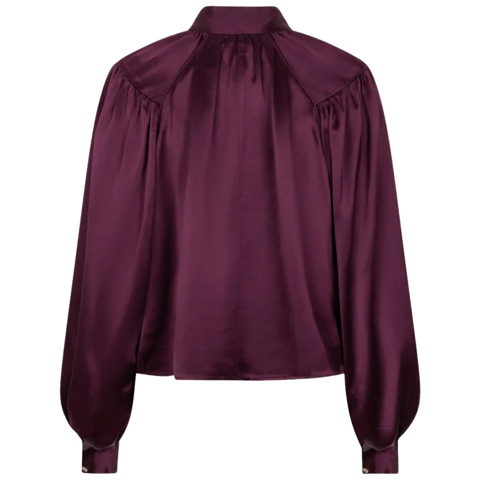 AMAYA Amsterdam satijnen blouse aubergine, foto 3