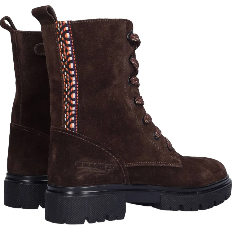 Braqeez chunky suède enkelboots - donkerbruin