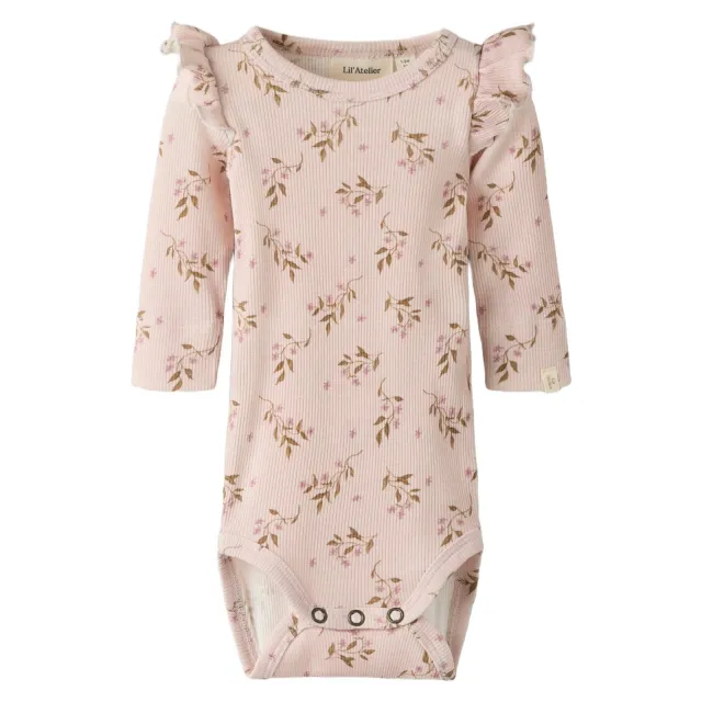 Lil' Atelier BABY romper met ruches en print - lila