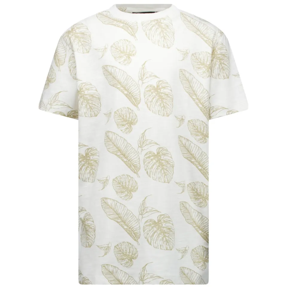 Cars T-shirt wit met bladprint, foto 2