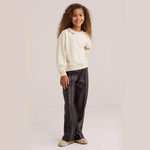 WE Fashion sweater met split en tekst - beige, foto 3