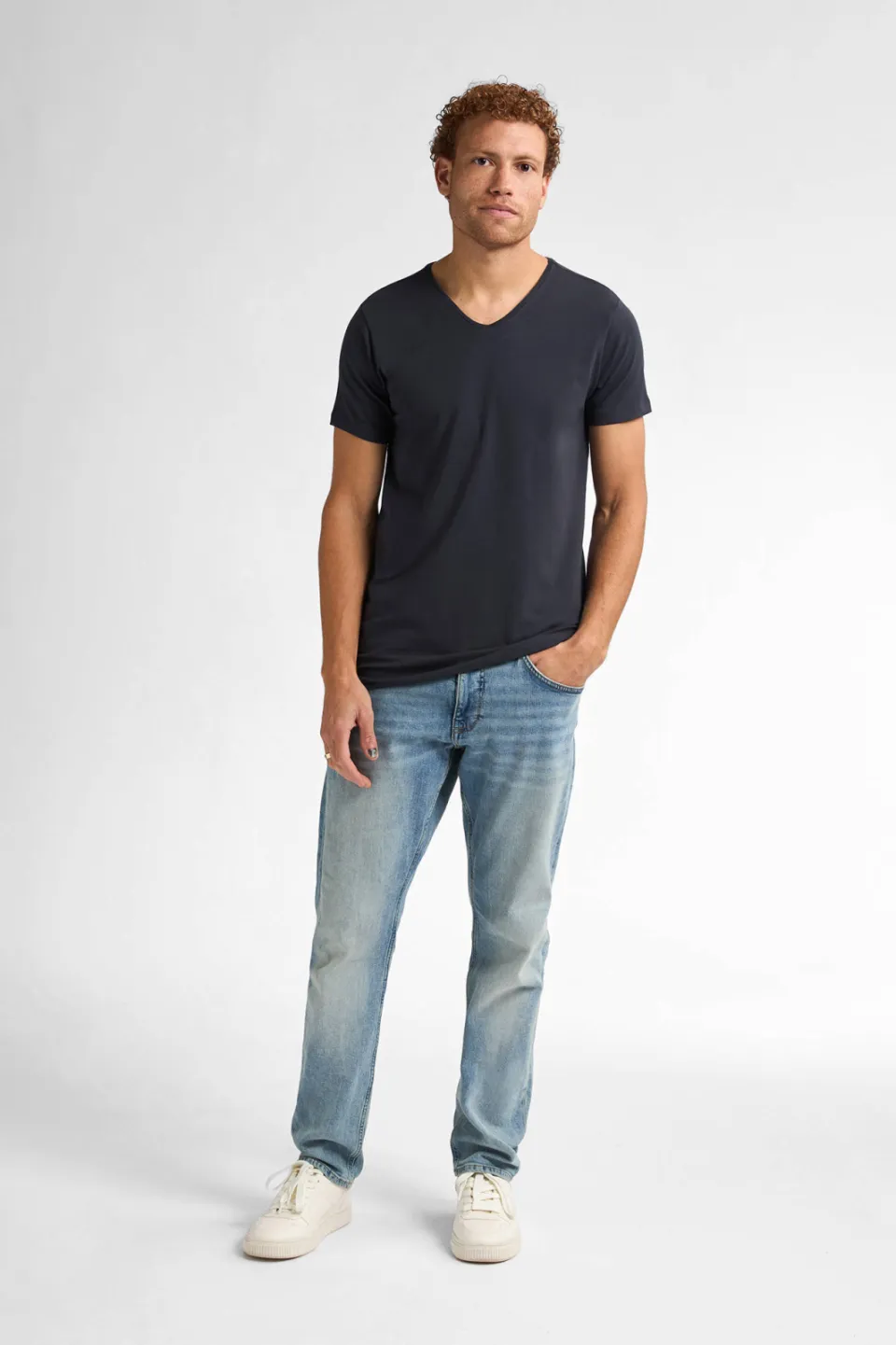 Petrol Industries body fit T-shirt V-hals donkerblauw