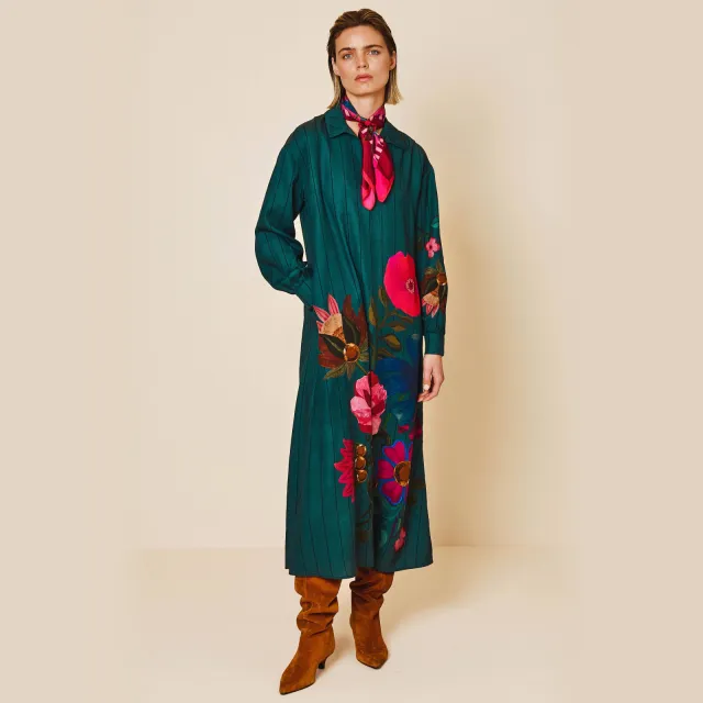 Oilily Dione maxi blousejurk donkergroen