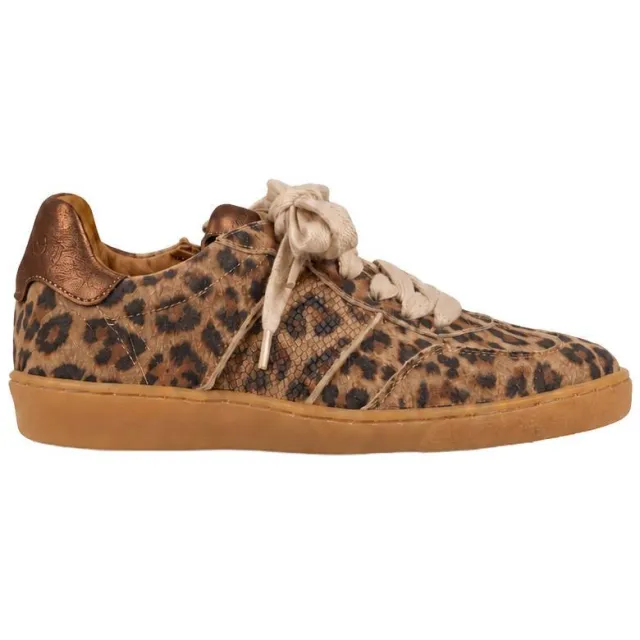 DWRS leren sneakers met panterprint - cognac/brons