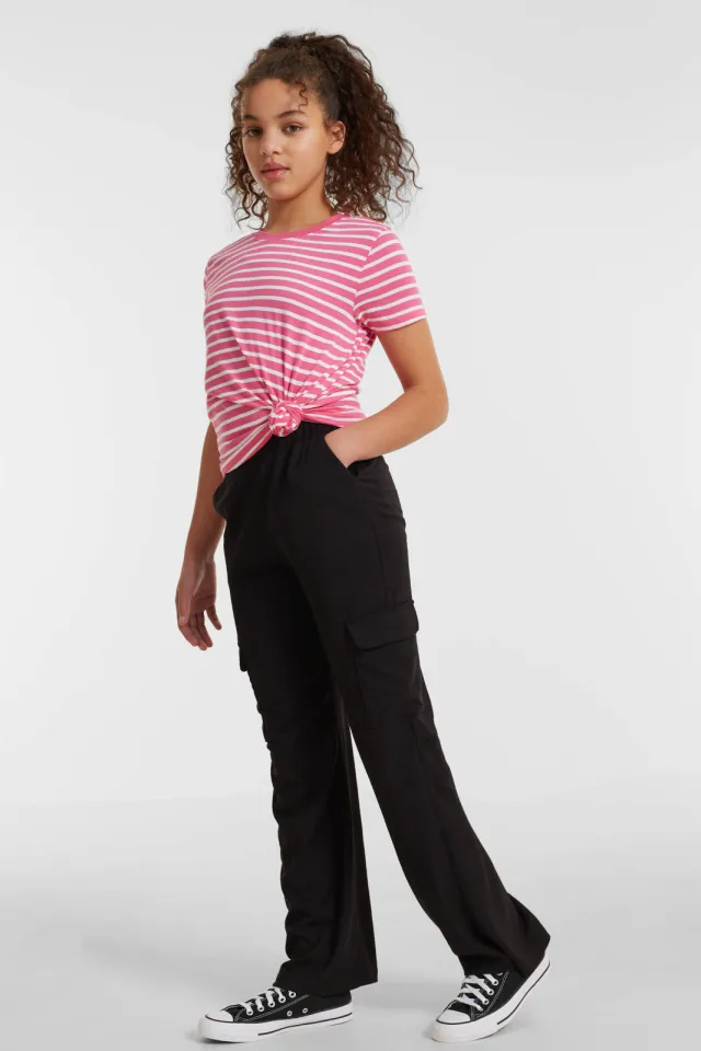 Anytime crinkle cargobroek zwart