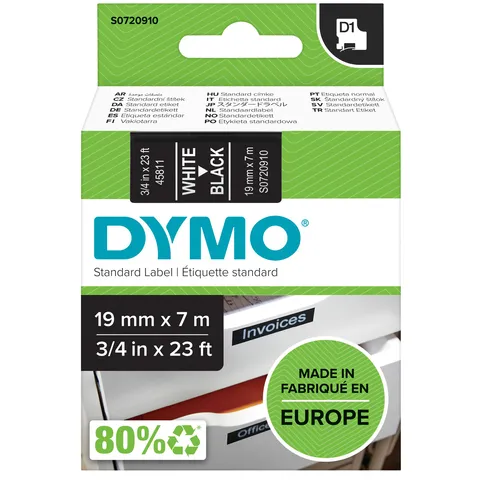 Dymo 45811 (S0720910) Tape Wit op zwart (19 mm), foto 3