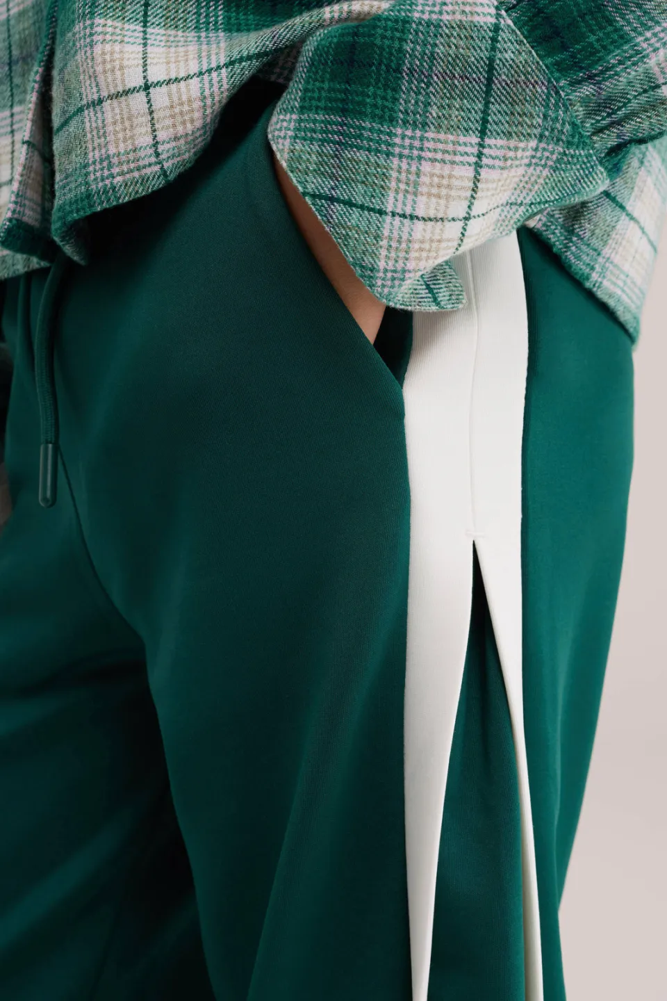 WE Fashion joggingbroek donkergroen/wit, foto 6