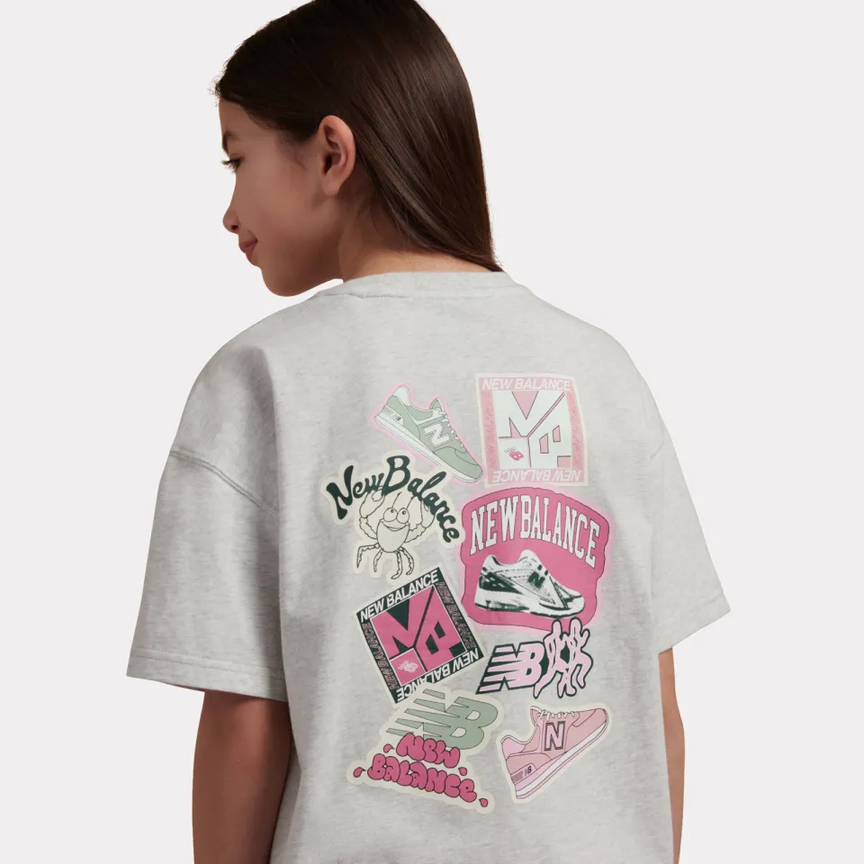 New Balance T-shirt met backprint ecru, foto 6