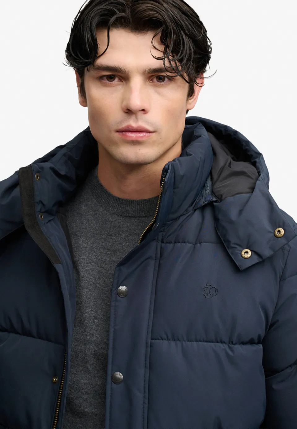 Superdry Premium Hood Puffer pufferjas donkerblauw eclipse navy, foto 5