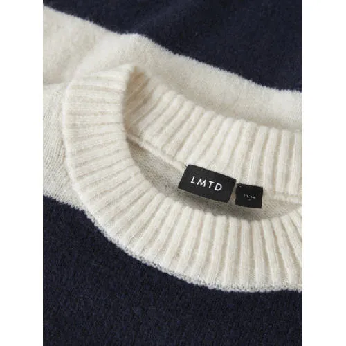 LMTD gestreepte gebreide trui met wol - donkerblauw, foto 4