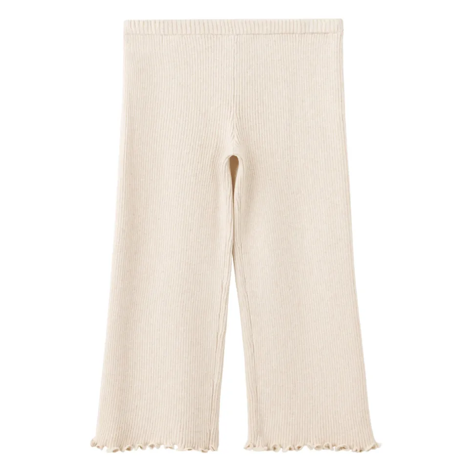 Mango wide leg casual broek beige, foto 2