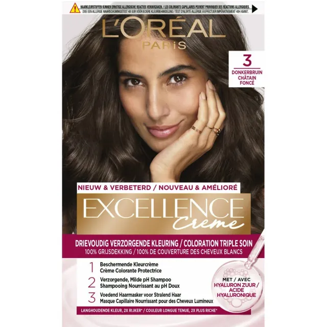 L'oréal Excellence crème haarkleuring donkerbruin 3, foto 2