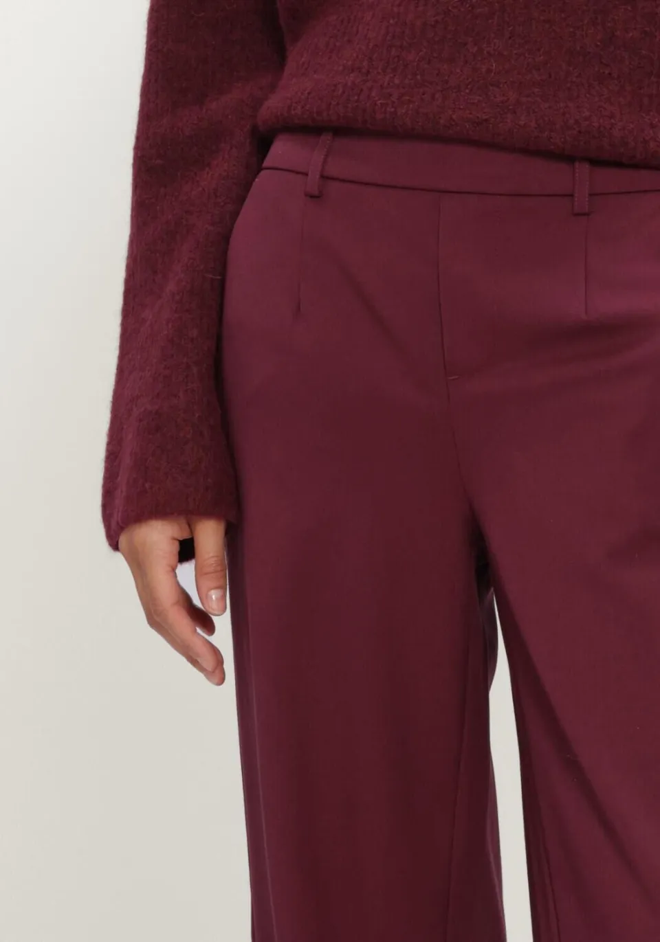 Object wide leg pantalon - donkerrood, foto 4
