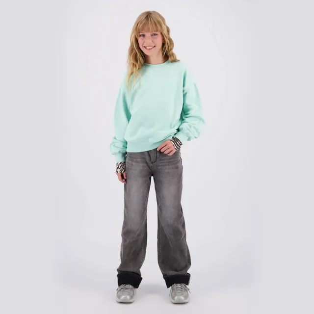 Raizzed sweater met print - mintgroen