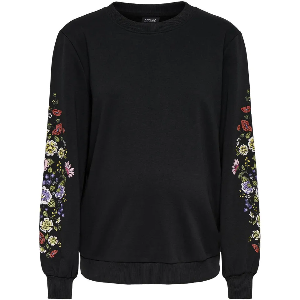Only MATERNITY zwangerschaps gebloemde sweater zwart, foto 2
