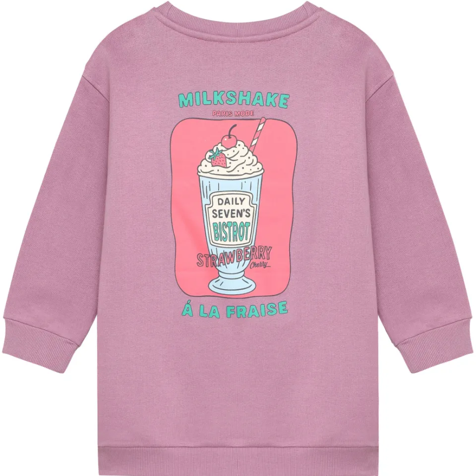 Daily7 korte sweatjurk met backprint paars, foto 3