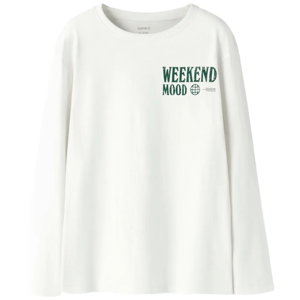 NAME IT rechtvallende longsleeve met backprint wit, foto 2