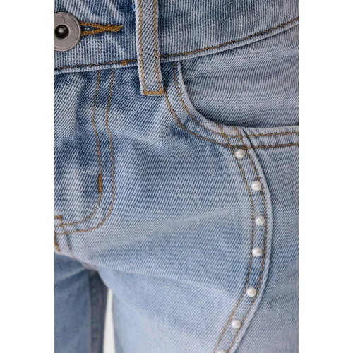 Shoeby wide leg jeans met parels - lichtblauw, foto 5