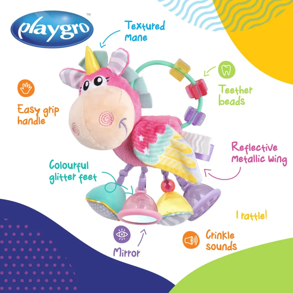 PLAYGRO Eenhoorn Activiteiten rammelaar roze, foto 5