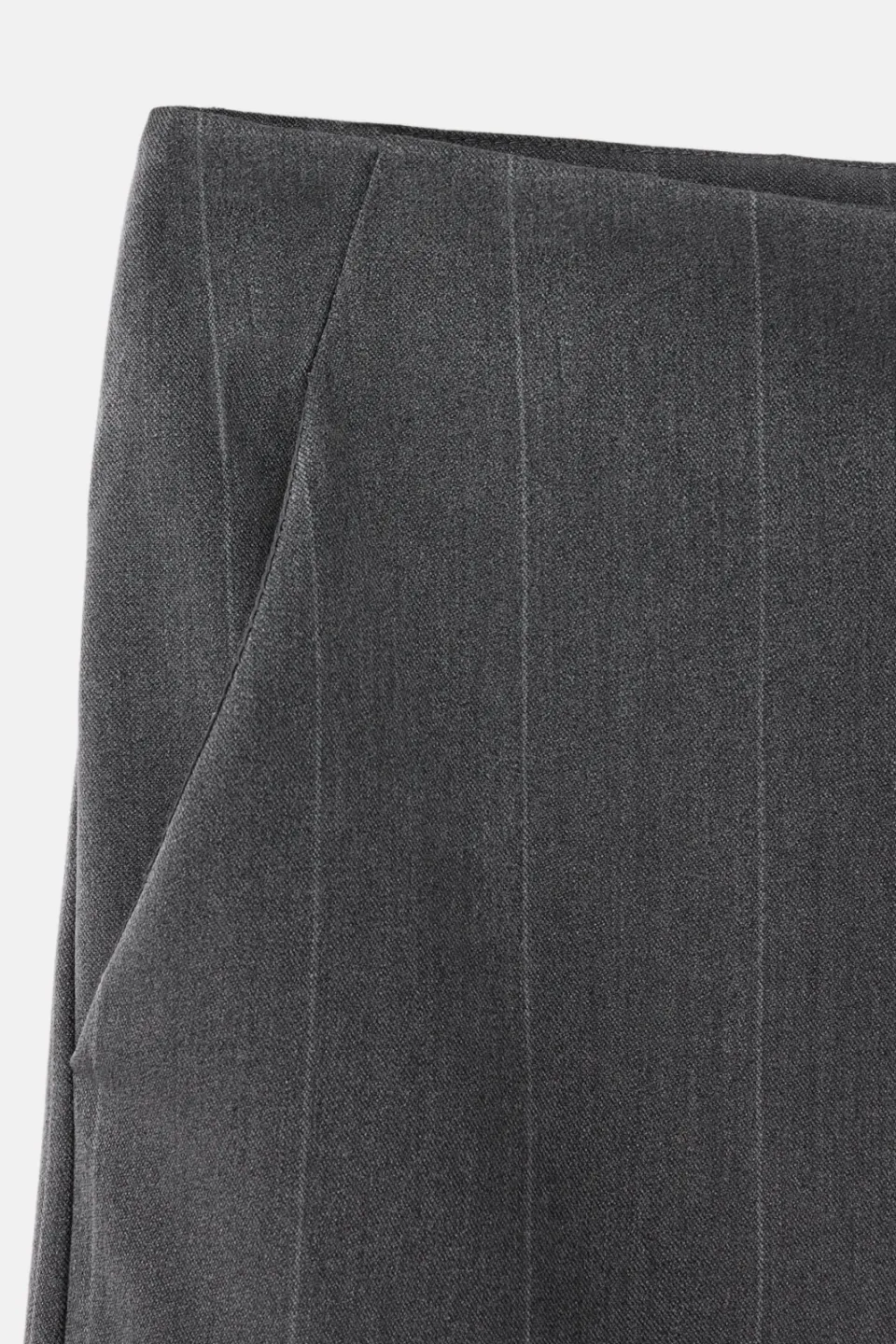 Mango wide leg pantalon met krijtstreep grijs, foto 6