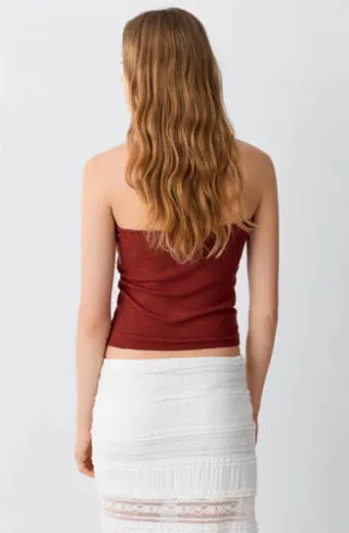 Mango haltertop bruin, foto 4