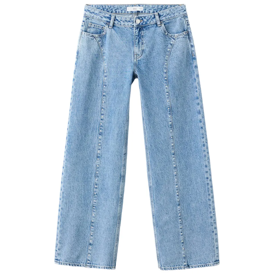 Mango TEEN wide leg jeans met studs - mediumblauw, foto 3