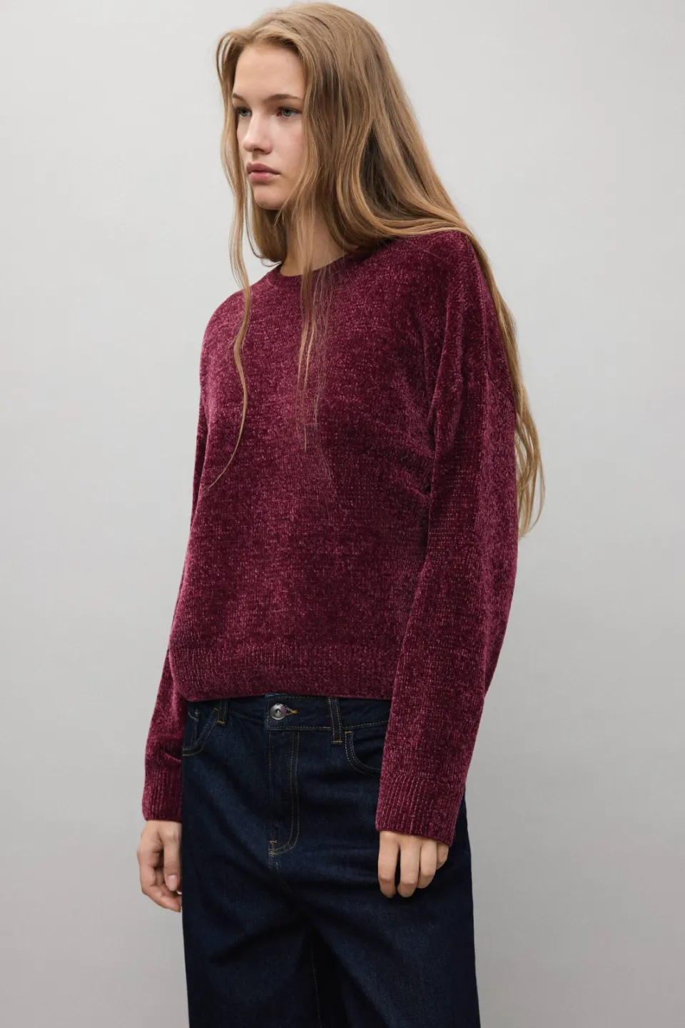Mango TEEN gebreide trui - donkerrood, foto 4