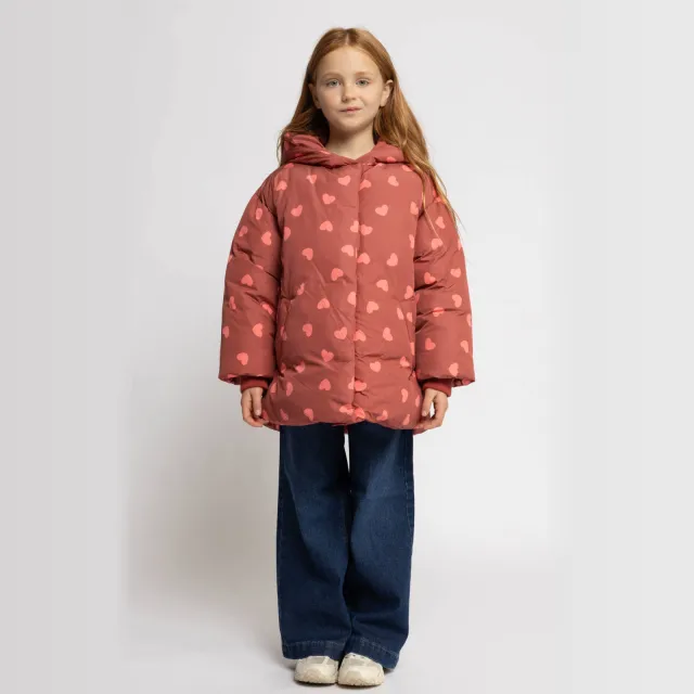 LOOXS little winterjas met hartjes rood rood/roze