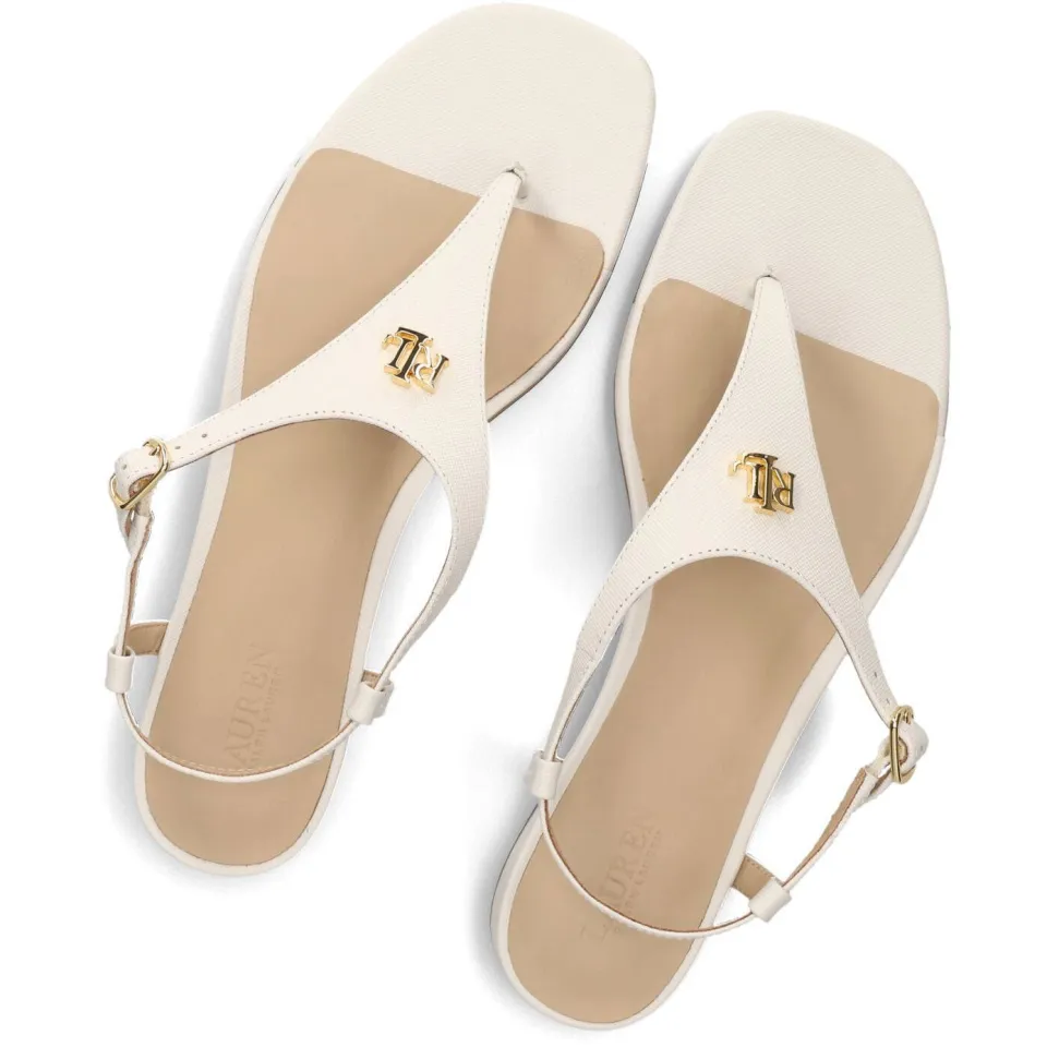 Lauren Ralph Lauren Sandalen Everley 2 Flat Sandal Wit, foto 4