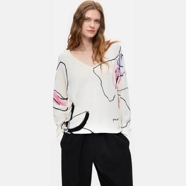 Desigual viscose trui met print - wit, foto 2